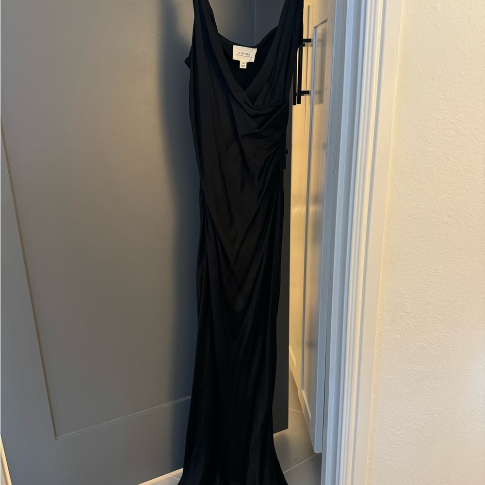 Black silk maxi wrap dress